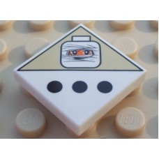 Part 3068bpb0194 White Tile 2 x 2 with 3 Black Dots and Mummy Head Pattern 